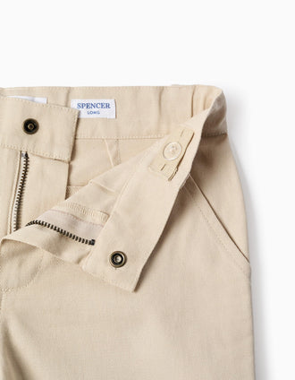 Camisa de manga corta + bermudas de algodón para niño, azul/beige