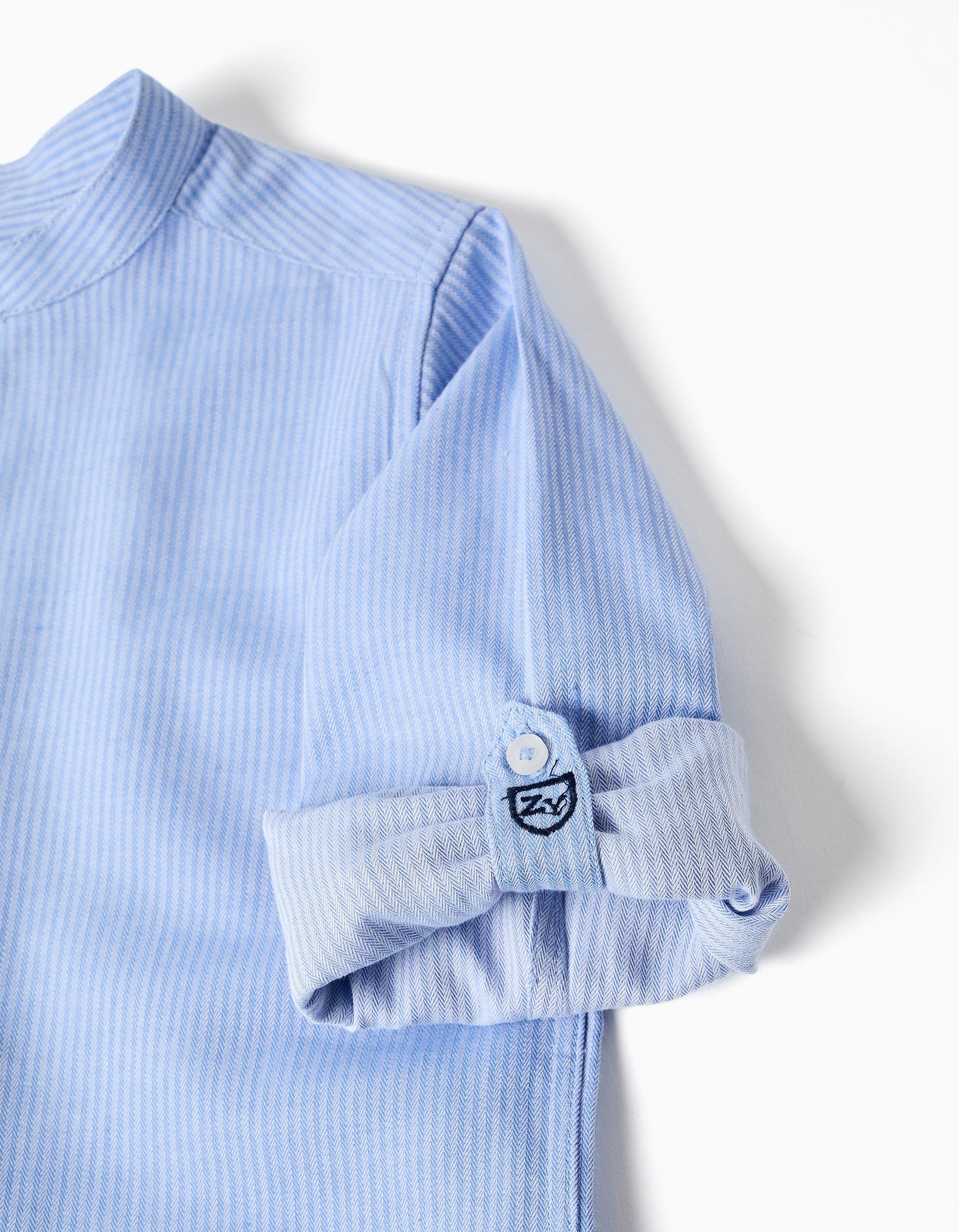 Chemise rayée à manches longues + short en coton pour garçon, bleu