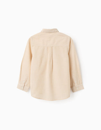 Camisa de manga comprida às riscas para menino, branco/amarelo