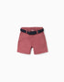 Twill midi shorts with belt for baby boys, red