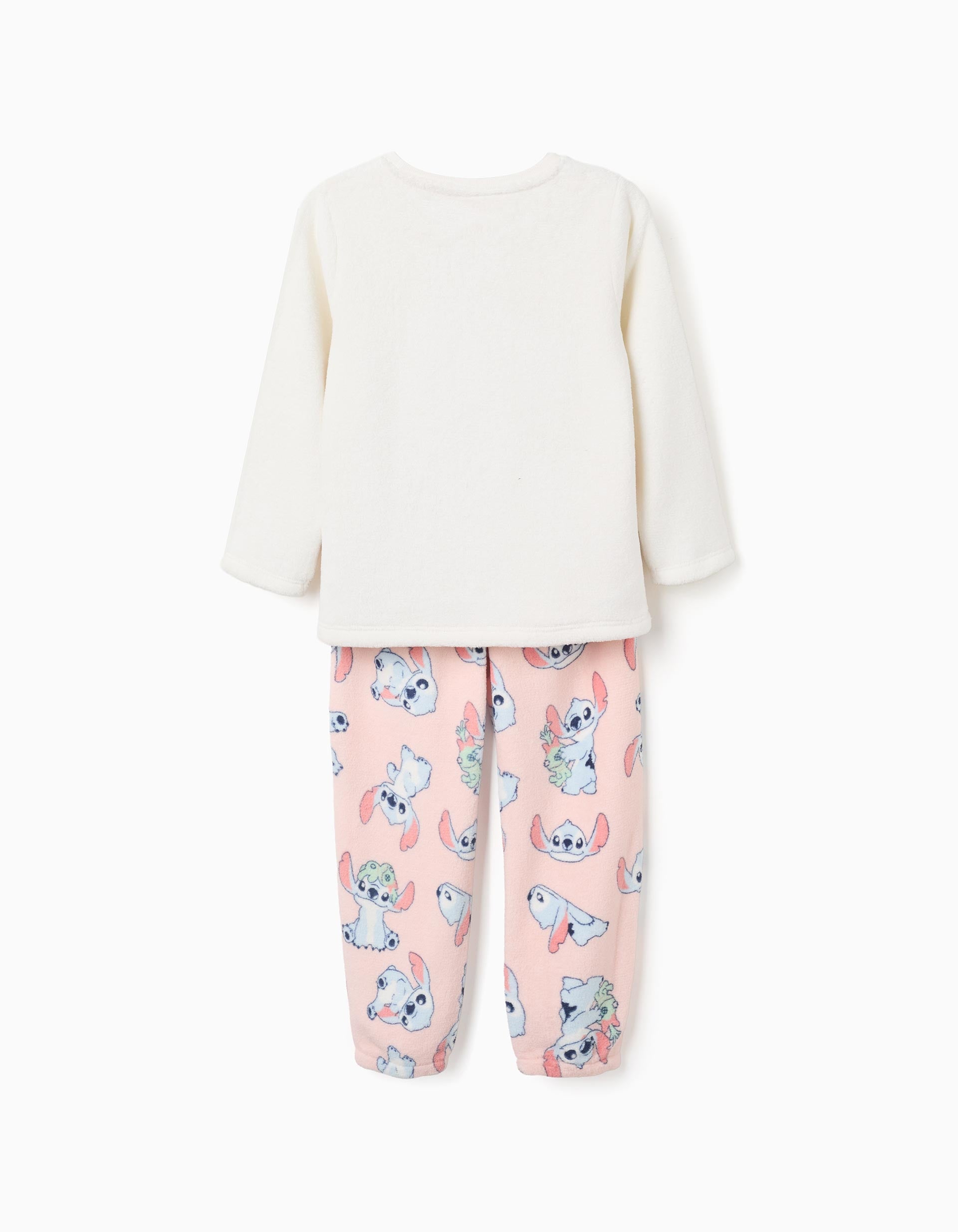 Coral fleece pyjamas with Stitch print for girls, white/pink