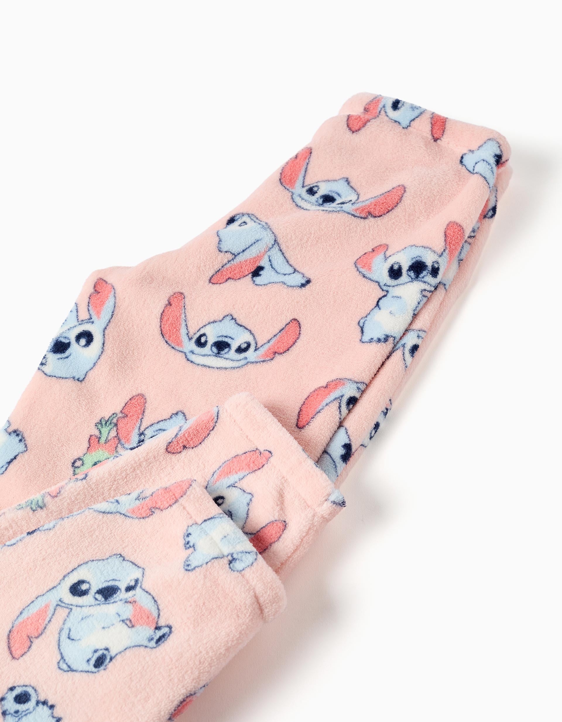 Coral fleece pyjamas with Stitch print for girls, white/pink