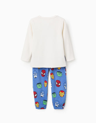 Coral fleece pyjamas with Avengers print for boys, white/blue