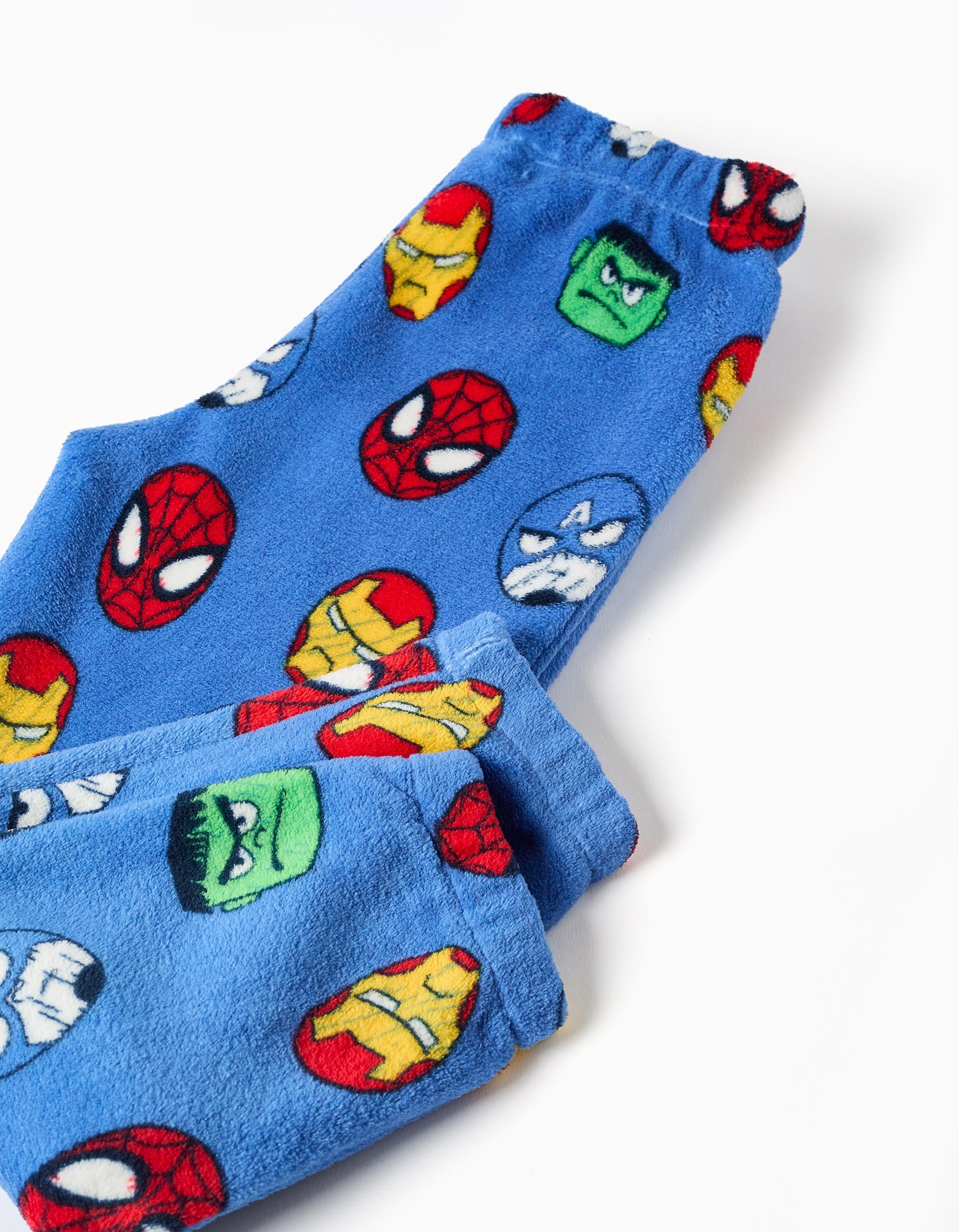 Pijama de polar coral con estampado Avengers para niño, blanco/azul