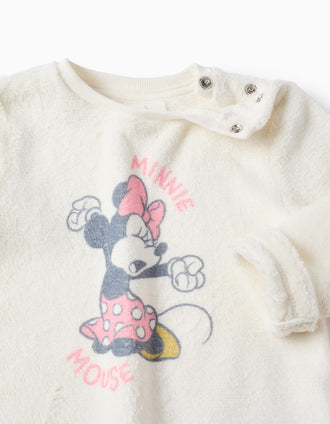 Coral fleece pyjamas with Minnie print for baby girls, white/pink
