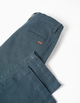 Pantalón chino recto de lino y algodón para niño, azul-grisáceo