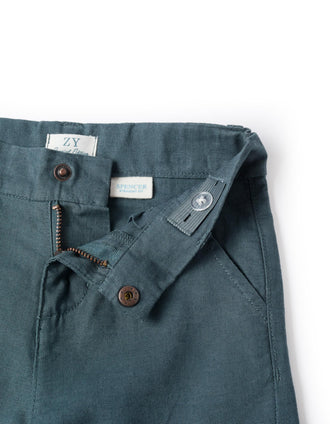 Pantalón chino recto de lino y algodón para bebé niño, azul oscuro