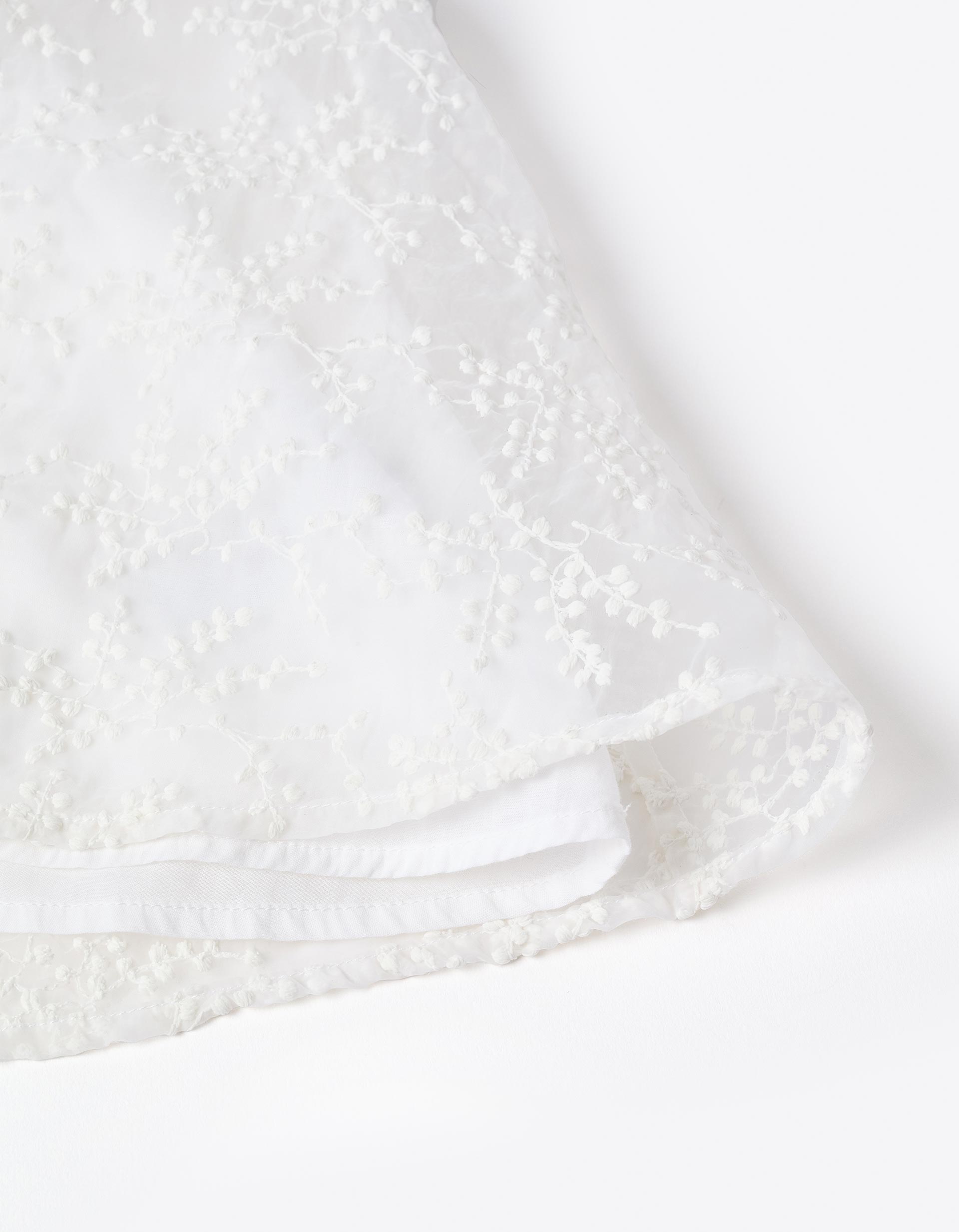 Robe avec nœud et manches cape à volants pour bébé fille, blanc