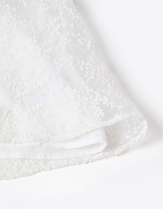 Vestido con lazo y mangas estilo capa para bebé niña, blanco