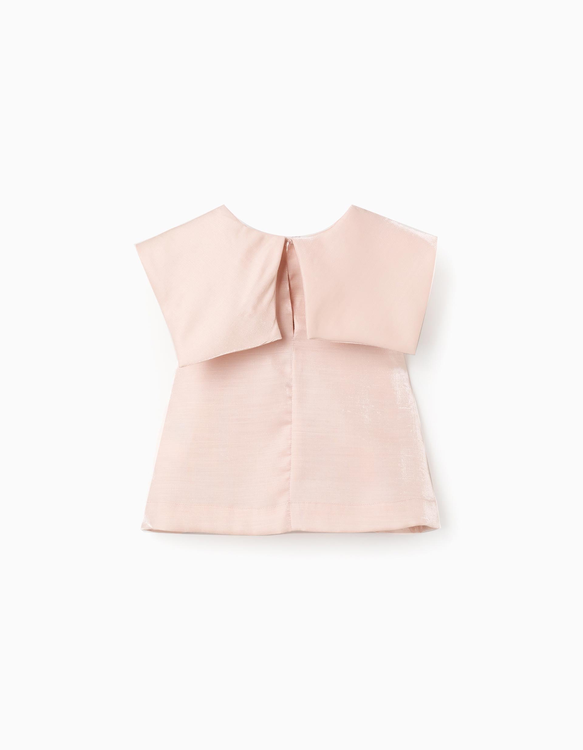 Sleeveless blouse with bow collar for girls, light pink