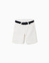 Short midi en sergé avec ceinture pour garçon, blanc