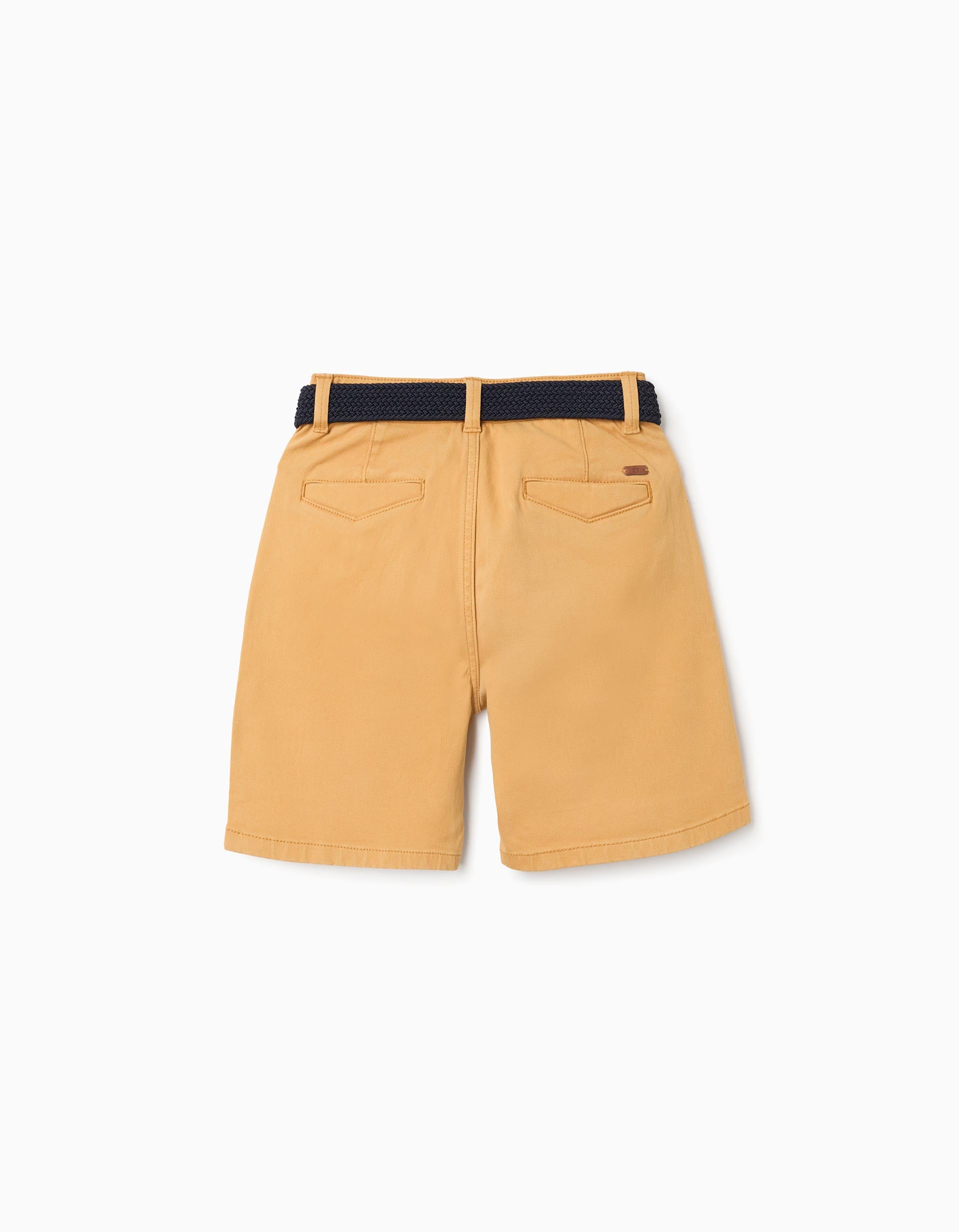 Bermudas midi de sarga con cinturón para niño, amarillo oscuro