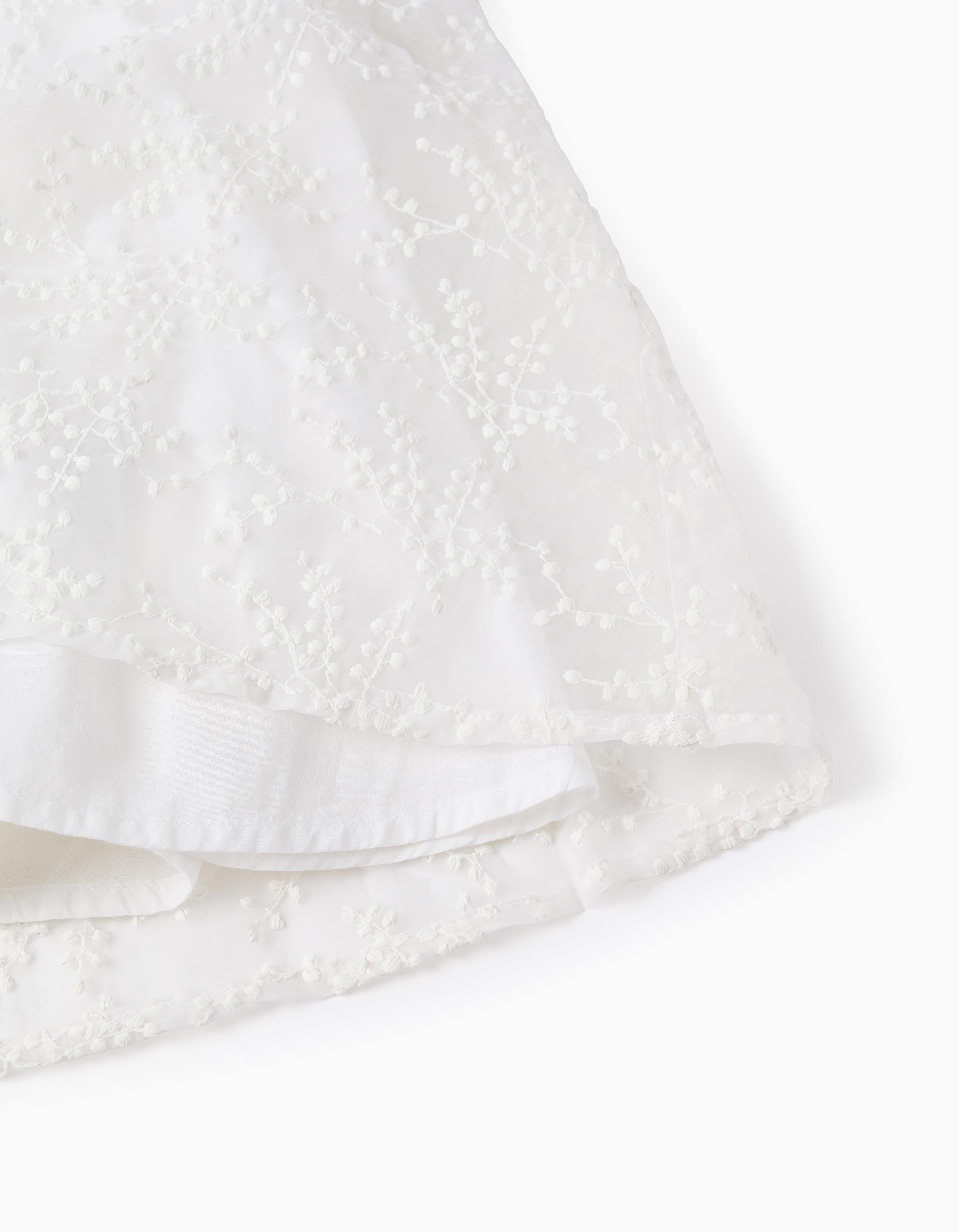 Vestido com laço e mangas estilo capa para menina, branco