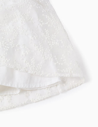 Vestido con lazo y mangas estilo capa para niña, blanco