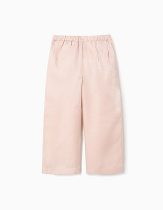 Pantalones de acetato con botones decorativos para niña, rosa