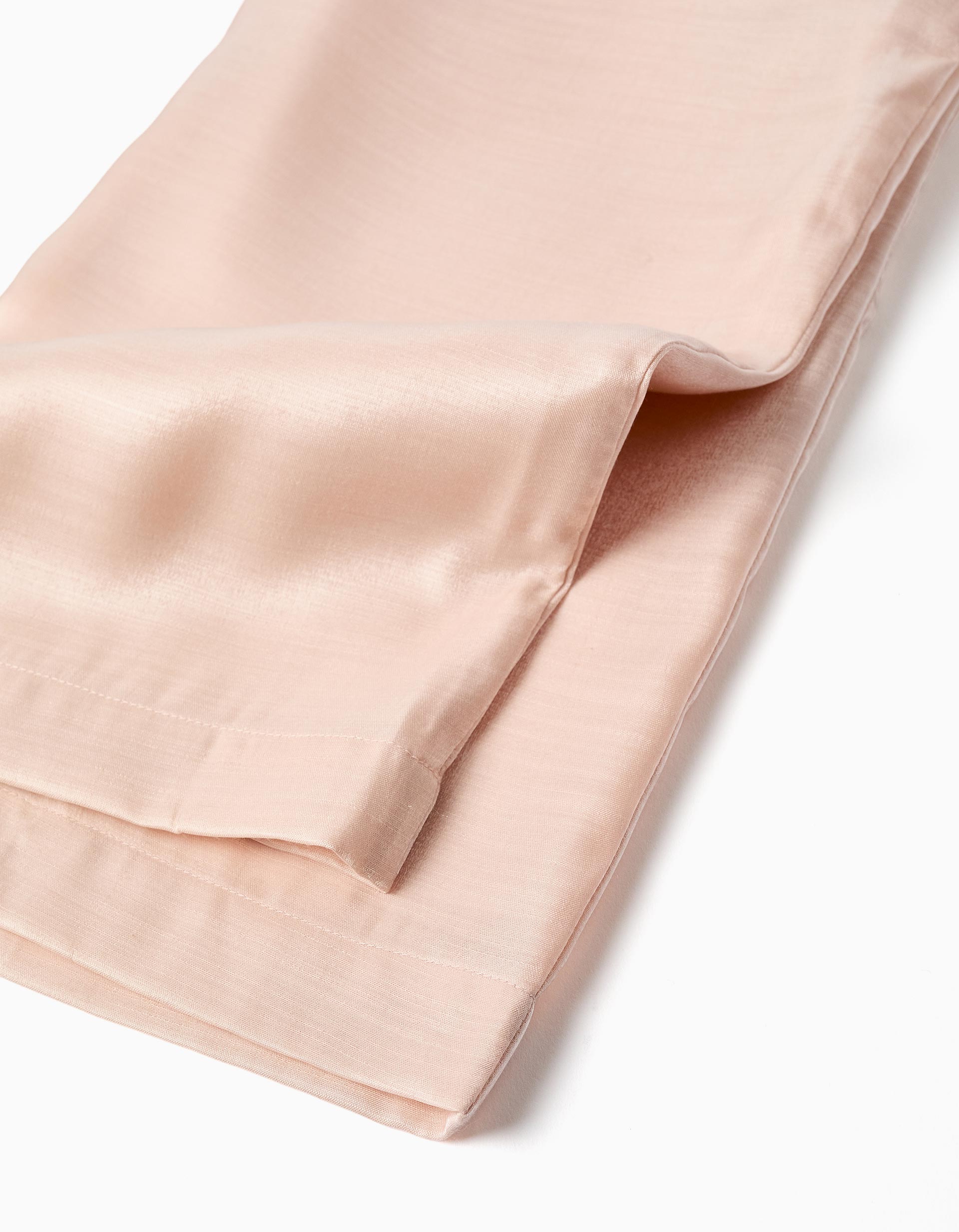 Calças wide leg em acetato com botões decorativos para menina, rosa