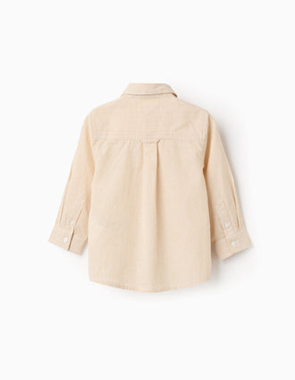 Camisa de manga larga de algodón a rayas para bebé niño, blanco/amarillo