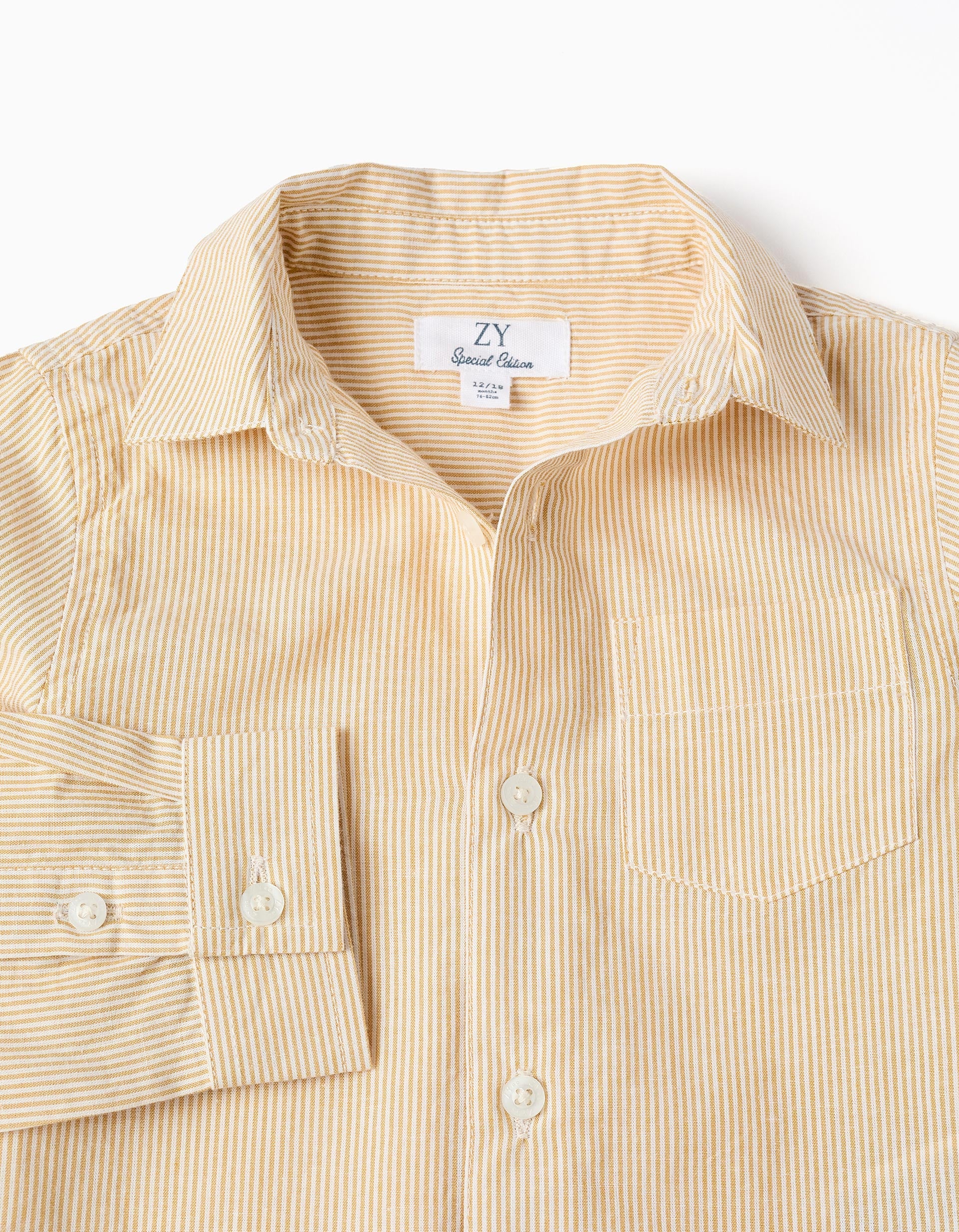 Chemise à manches longues et rayures pour bébé garçon, blanc/jaune