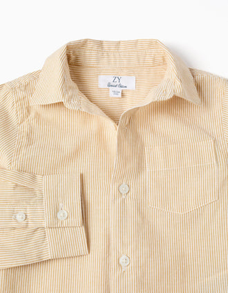 Camisa de manga larga de algodón a rayas para bebé niño, blanco/amarillo