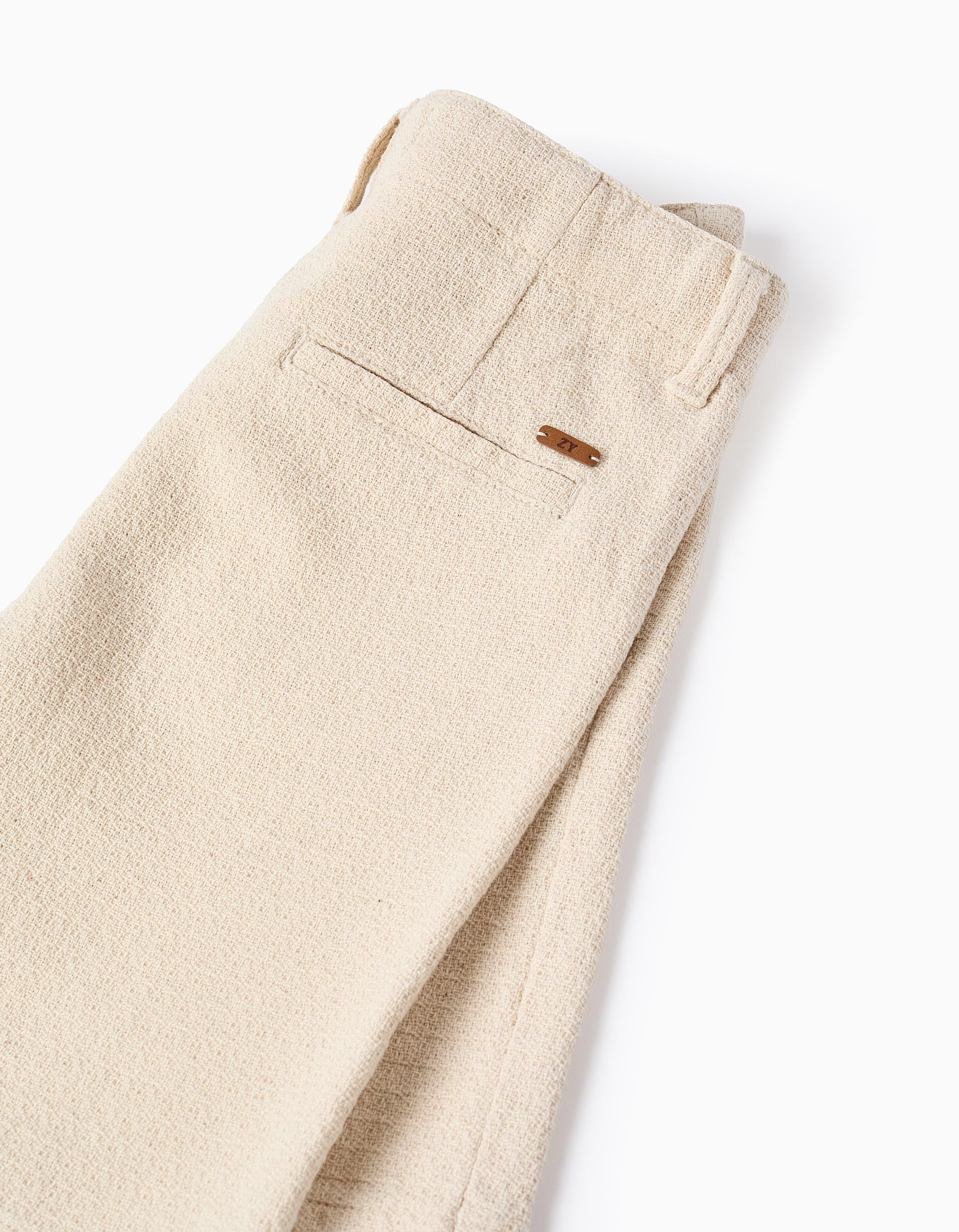 Bermudas midi de algodón dobby para niño, beige claro