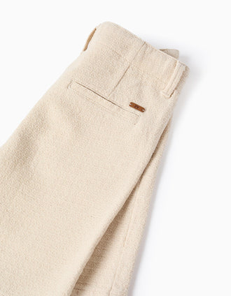 Midi chino shorts in dobby cotton for boys, light beige