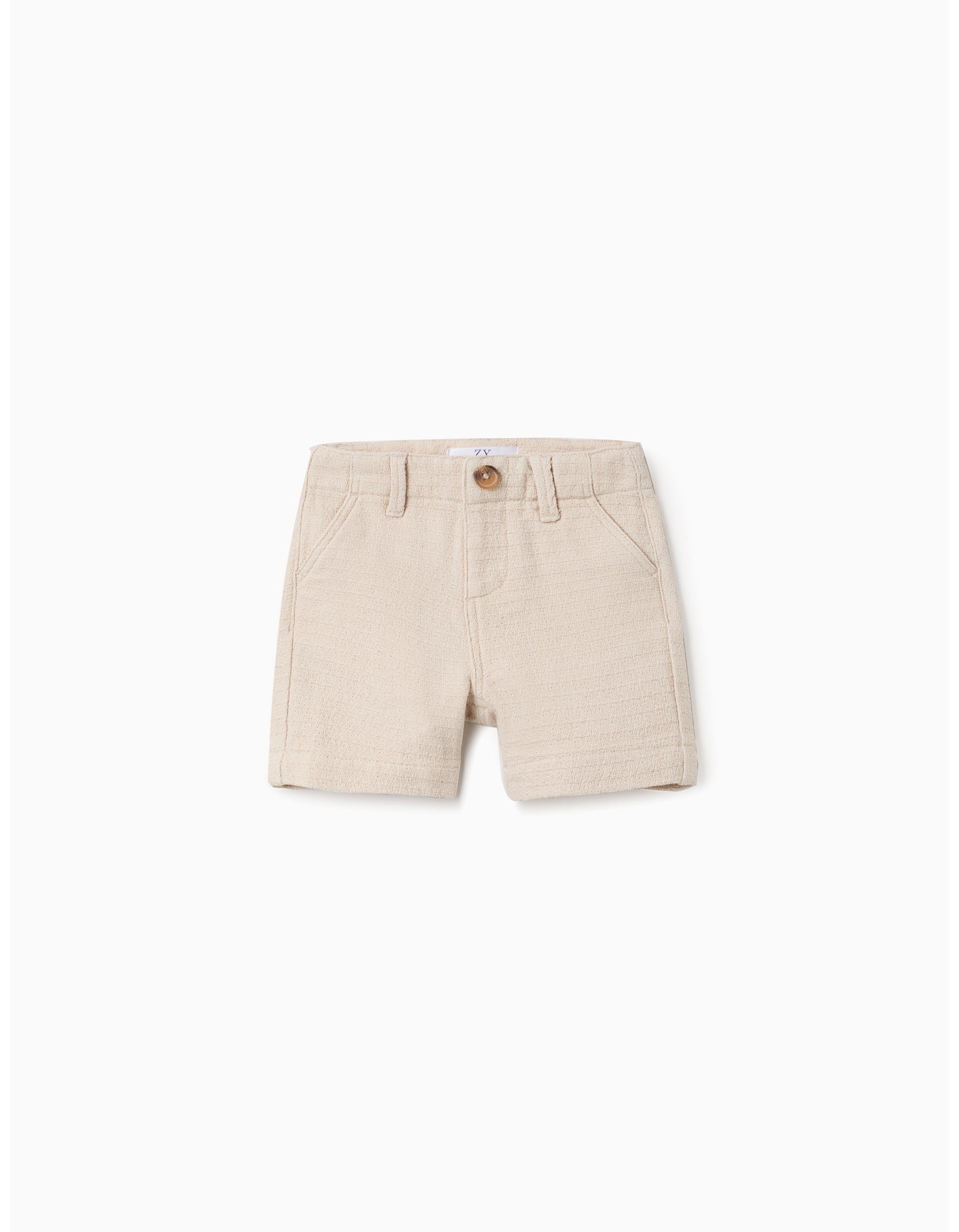 Short chino midi en coton dobby pour bébé garçon, beige clair