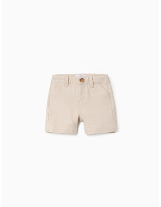 Bermudas midi de algodón dobby para bebé niño, beige claro