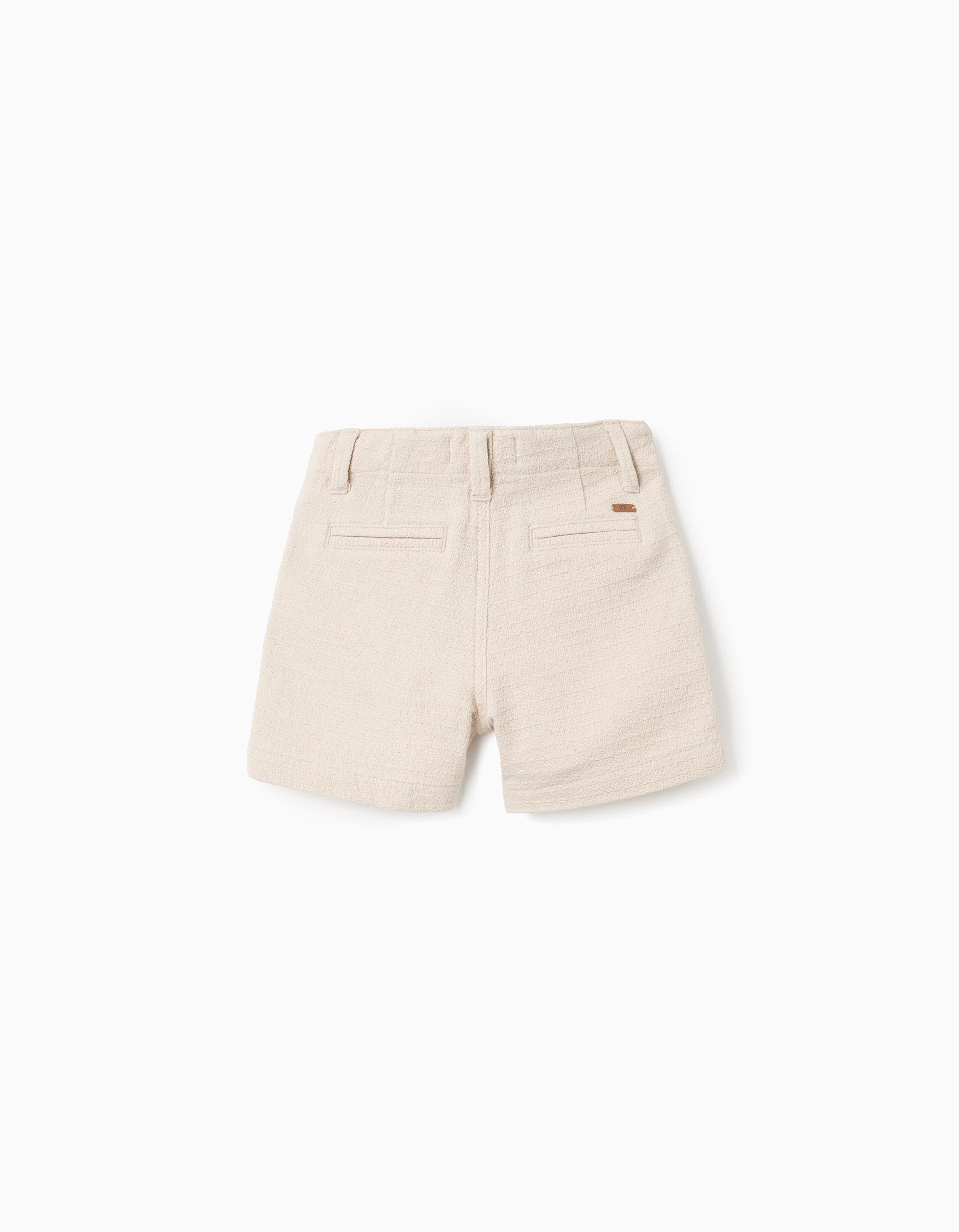 Short chino midi en coton dobby pour bébé garçon, beige clair