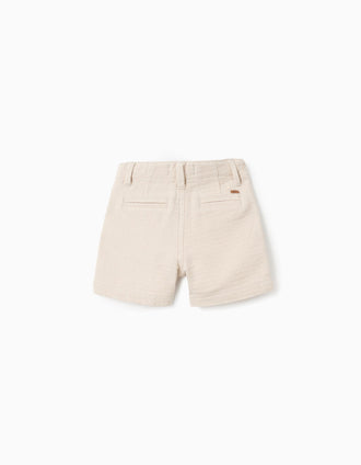 Bermudas midi de algodón dobby para bebé niño, beige claro