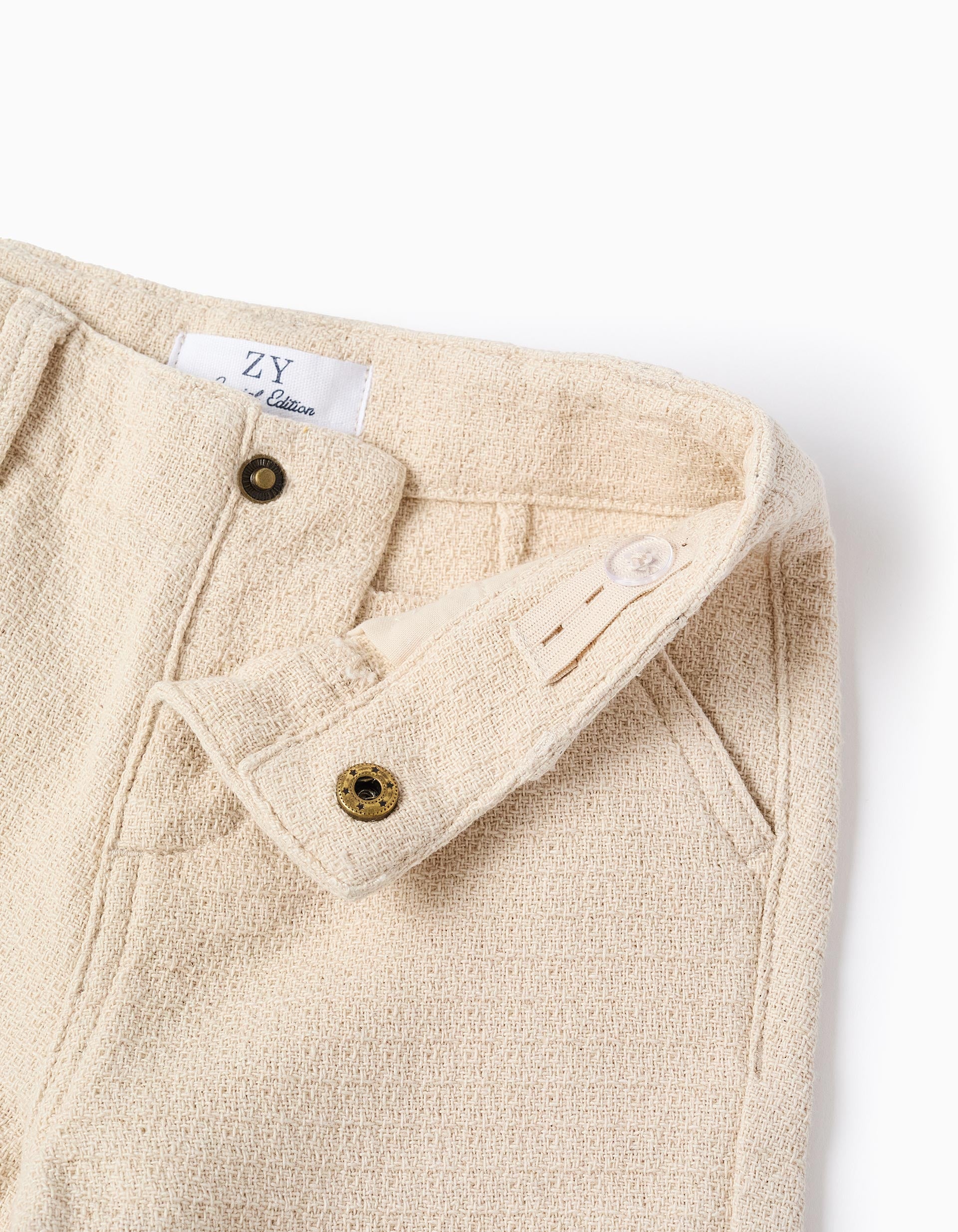 Short chino midi en coton dobby pour bébé garçon, beige clair