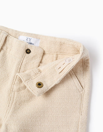 Bermudas midi de algodón dobby para bebé niño, beige claro