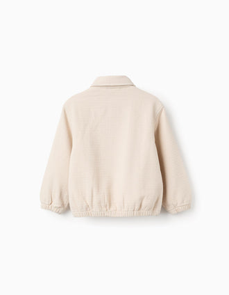 Cazadora bomber de algodón con bolsillos con solapa para niño, beige