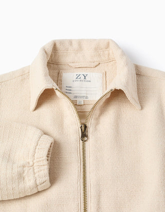 Cazadora bomber de algodón con bolsillos con solapa para niño, beige
