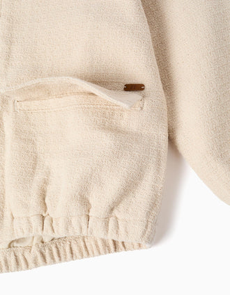 Cazadora bomber de algodón con bolsillos con solapa para niño, beige
