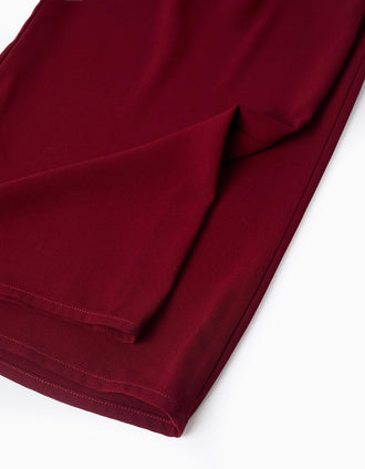 Pantalones de pierna ancha con pliegues para niña, rojo oscuro