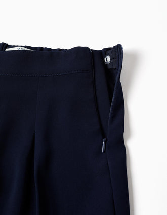 Pantalones de pierna ancha con pliegues para niña, azul oscuro