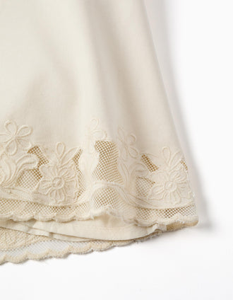 A-line sleeveless dress with embroidered flowers for girls, white