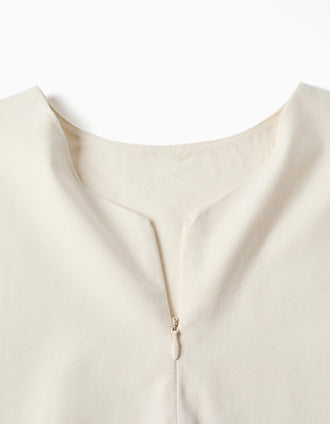 A-line sleeveless blouse with scalloped hem for girls, white