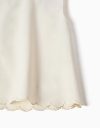 A-line sleeveless blouse with scalloped hem for girls, white