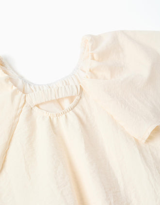 Vestido con aplique floral para recién nacida y bebé, beige
