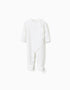 Coral fleece babygrow with chest embroidery for newborns, white