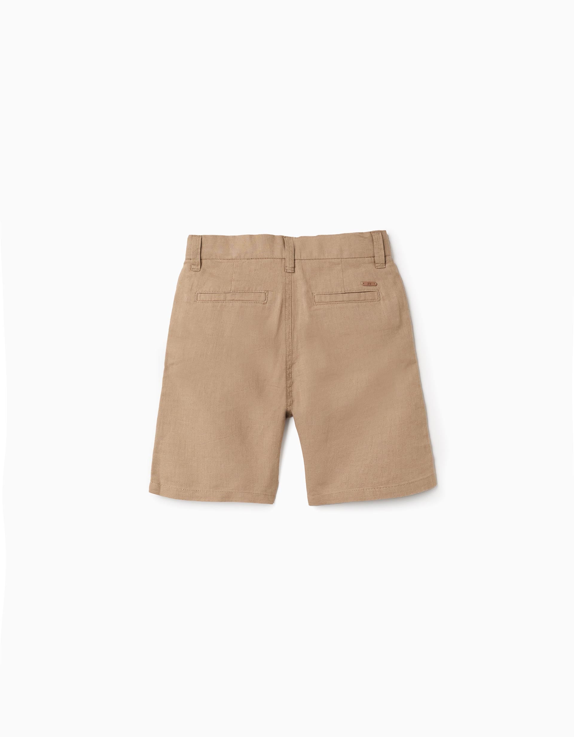 Bermudas chino largas de lino y algodón para niño, beige oscuro