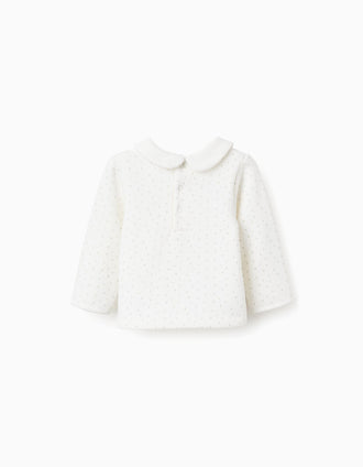 Sweat com forro polar térmico e bolinhas para recém-nascido, branco
