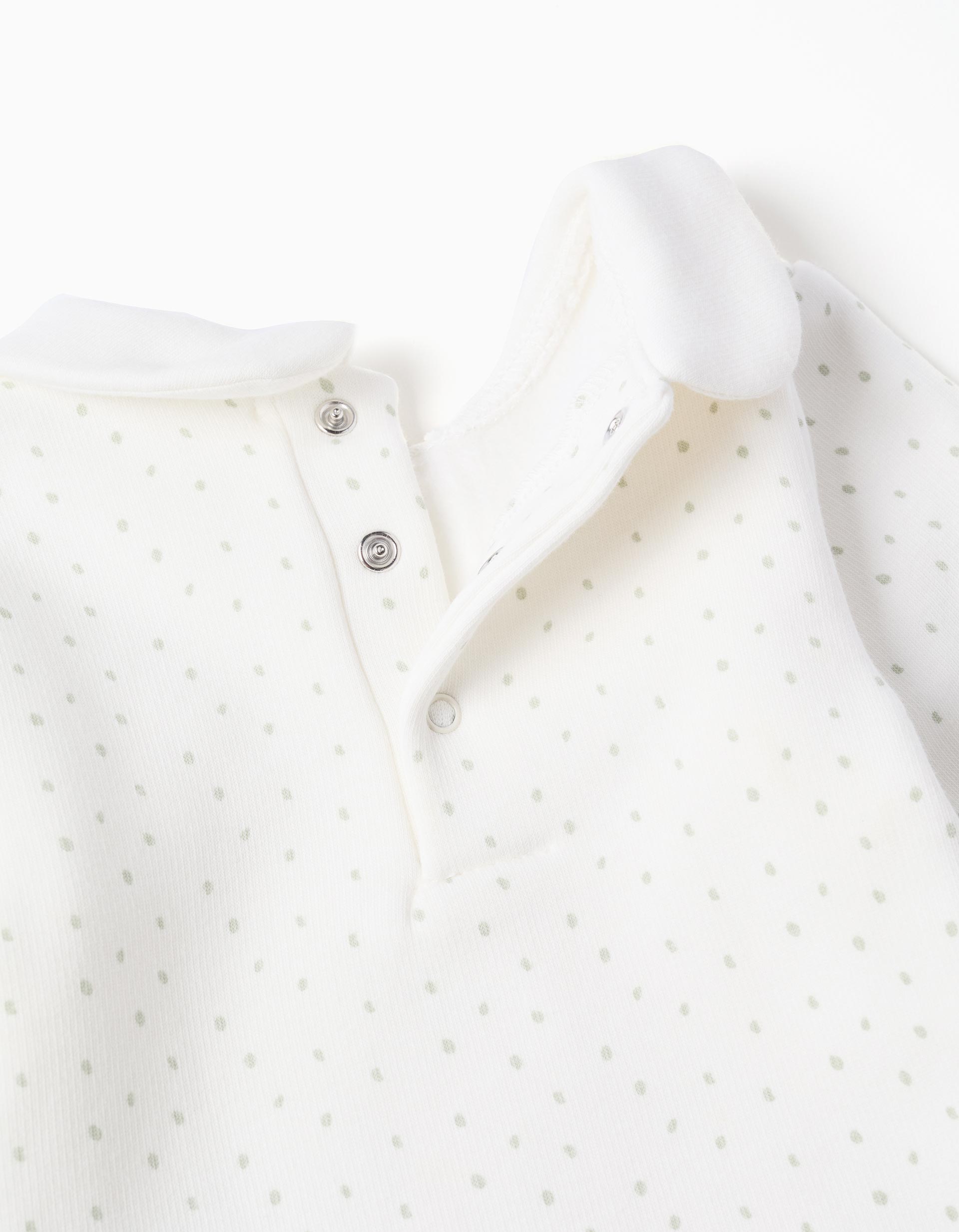 Sudadera con forro polar térmico y lunares para recién nacido, blanco