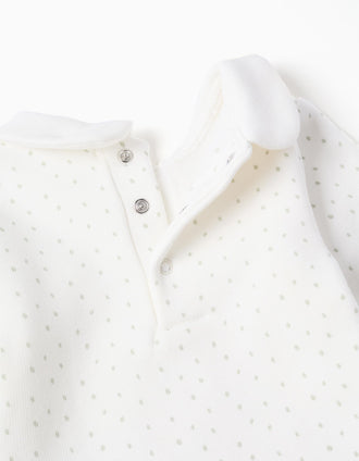 Sweat com forro polar térmico e bolinhas para recém-nascido, branco