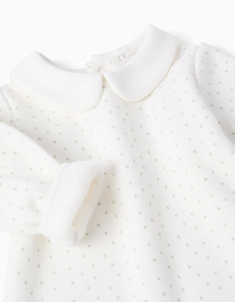 Sweat com forro polar térmico e bolinhas para recém-nascido, branco
