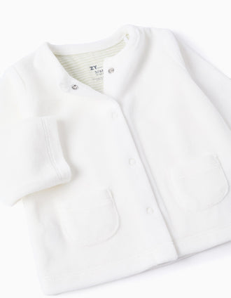 Camisola + calças às riscas de veludo para recém-nascido, branco/verde