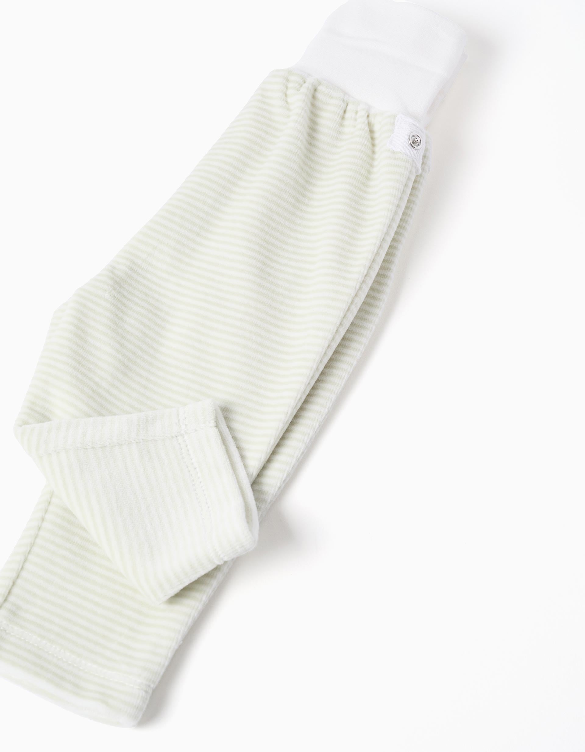 Sudadera + pantalón de terciopelo para recién nacido, blanco/verde