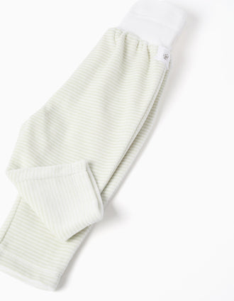 Camisola + calças às riscas de veludo para recém-nascido, branco/verde