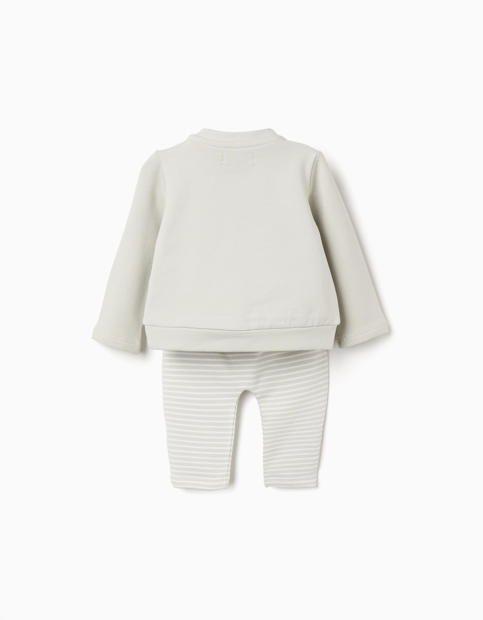 Conjunto perchado de sudadera + pantalón para recién nacido, verde claro